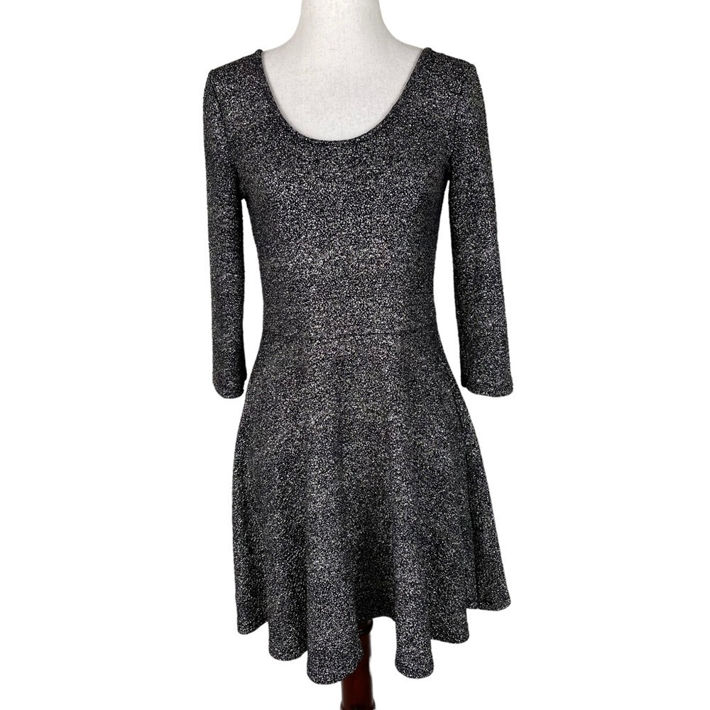 Bethany Mota Black/Gold Scoop Neckline Fit & Flare Dress